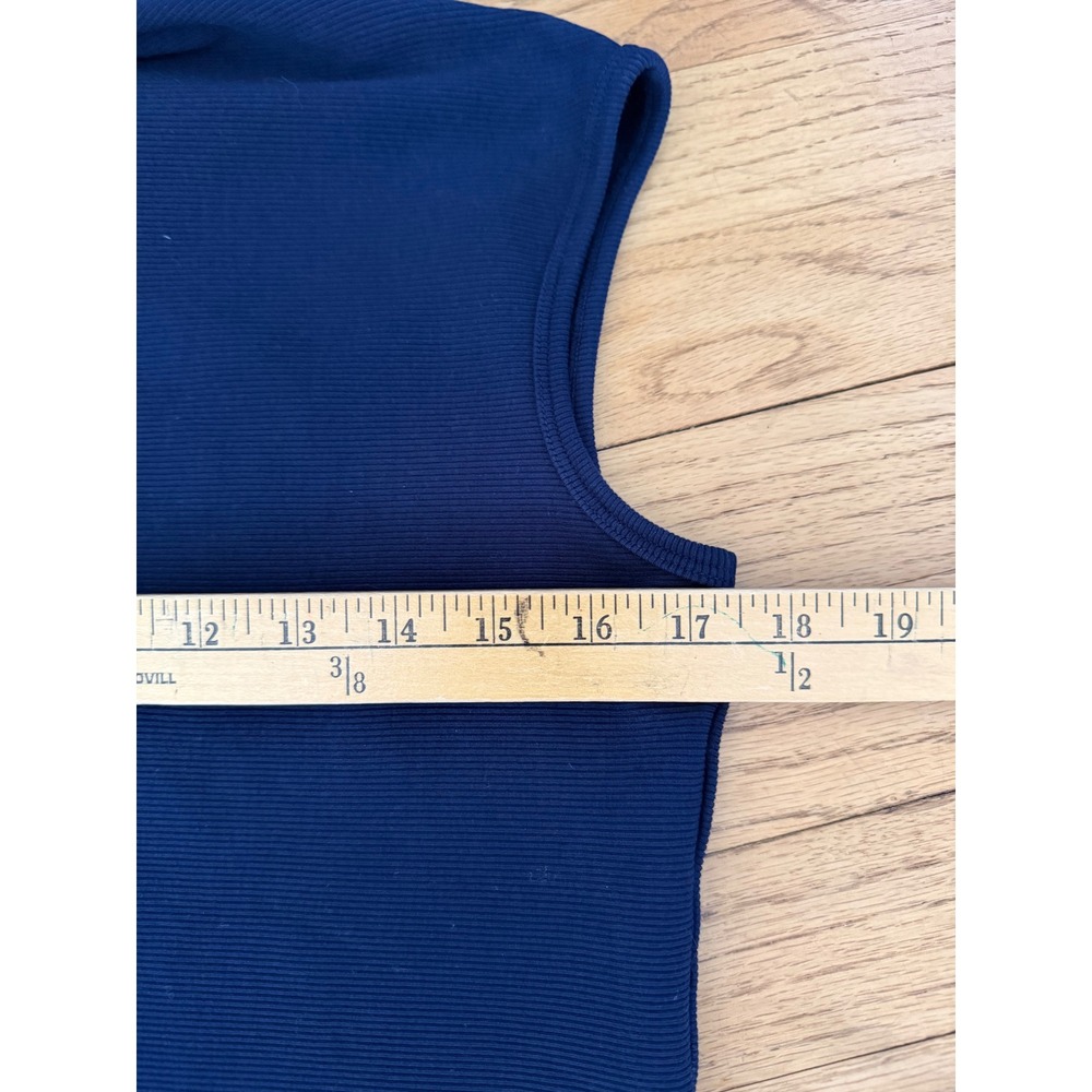 Prairie Underground Funnel Neck Top Women Navy Ribbed Sleeveless Small - Picture 4 of 5
